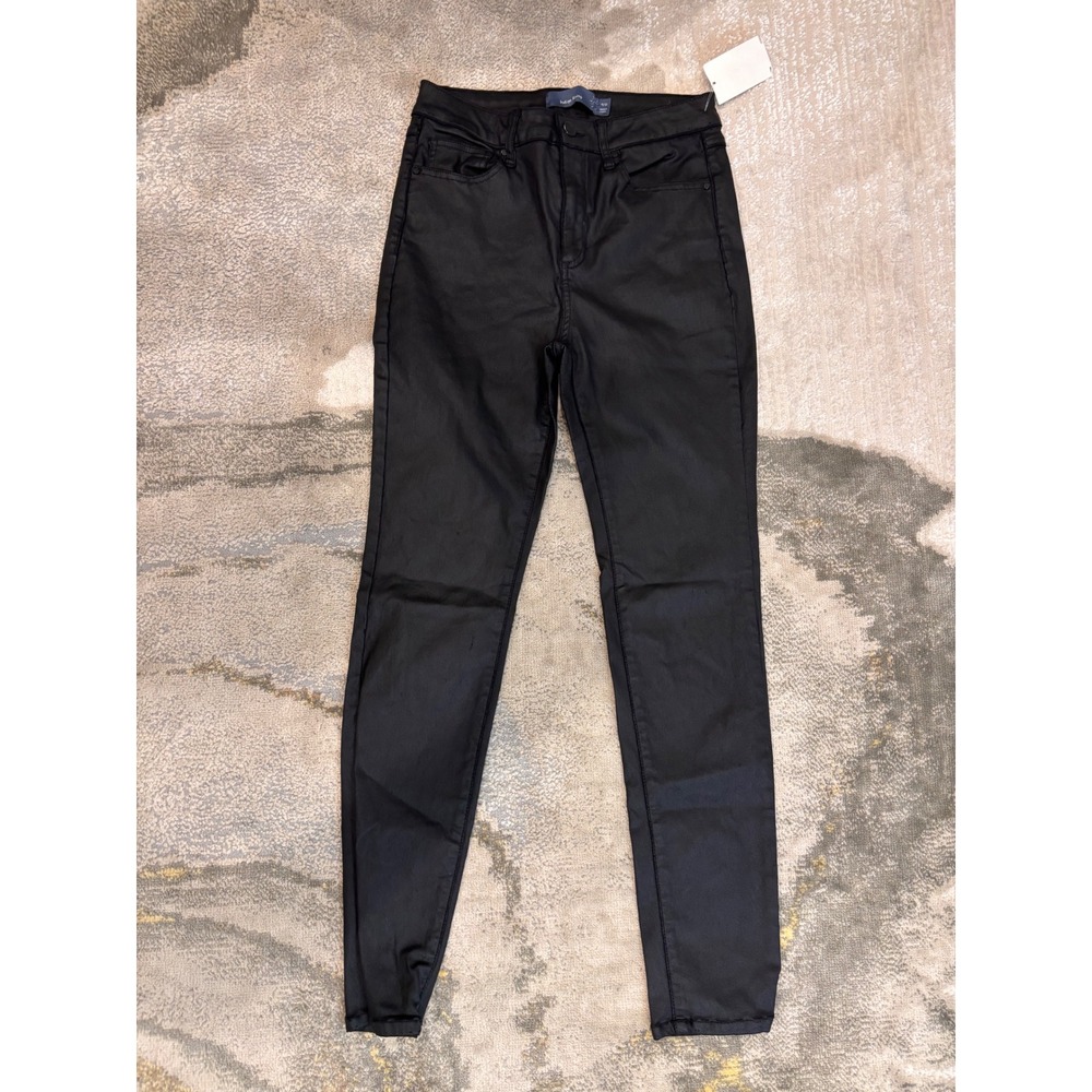 Indigo Rising Womens Black Coated Skinny Jeans High Rise Waxed Denim Size 9/10
